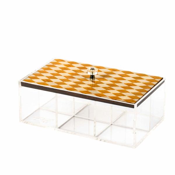 Acrylic Storage Box with Checkered Lid